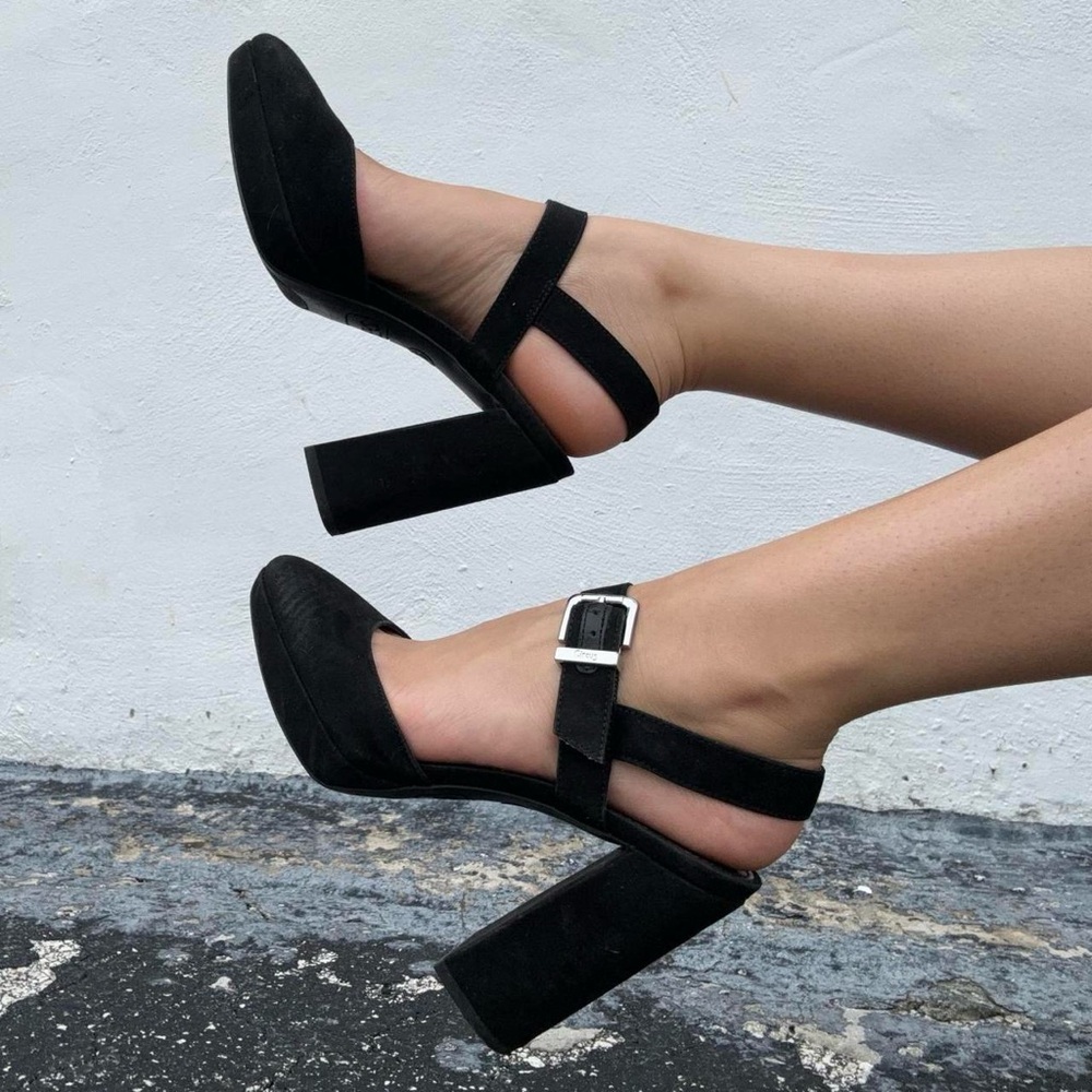 black velvet chunky block heels by Circus by Sam Edelman